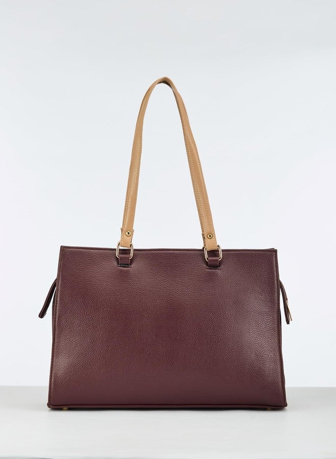 Fargo Verve Tote Bag for Women | Spacious Vegan Leather Handbag with YKK Zipper | Shoulder Bag for Office, College, Casual Use | Made in India (Brown) - Image 5